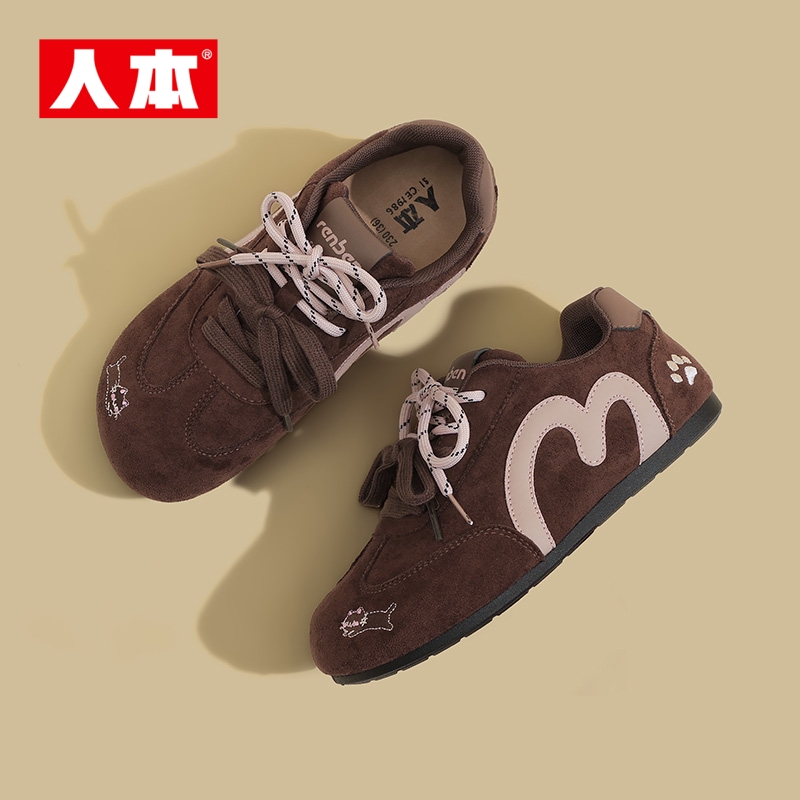 人本官方店2025新款秋季复古德训鞋女百搭休闲运动板鞋阿甘鞋女鞋