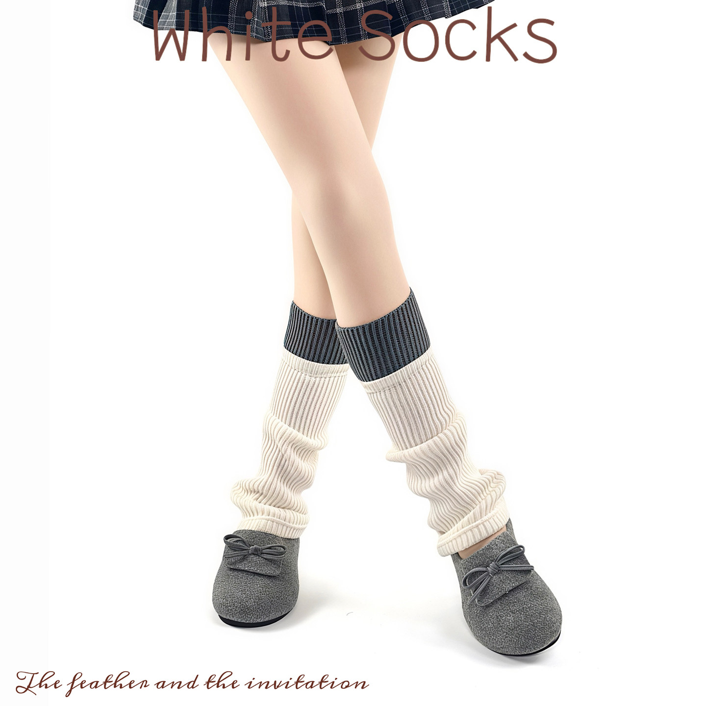 WHITE SOCKS学院风撞色双罗口堆堆袜长筒袜针织保暖腿套搭配靴子,女士内衣/男士内衣/家居服,中筒袜,淘宝优惠券,粉丝福利购,淘宝优惠卷