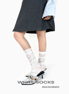 white socks芭蕾风冰双丝踩脚袜套春夏超薄塑性中筒Lolita堆堆袜