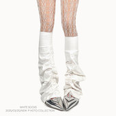 WHITE SOCKS纯欲风褶皱堆堆袜套春夏薄款 miu风过膝长筒微喇腿套