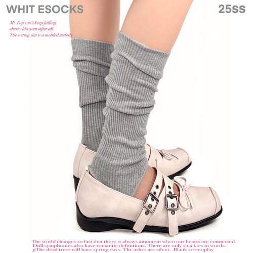 WHITE SOCKS 春夏灰色棉质地薄款堆堆袜女踩脚款显瘦百搭小腿袜女