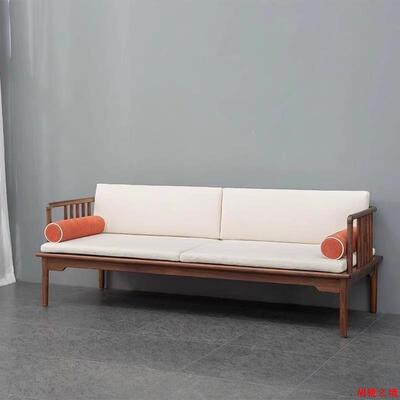 北美黑胡桃木全实木沙发现代简约新中式客厅小户型罗汉塌三人组合