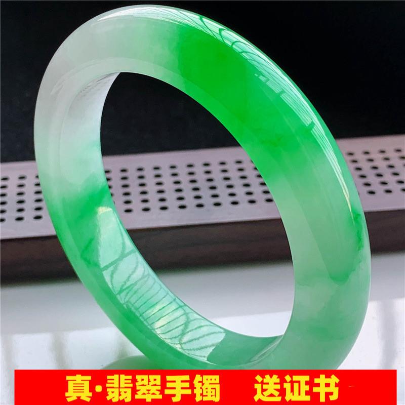 冰种翡翠玉手镯女阳绿飘兰