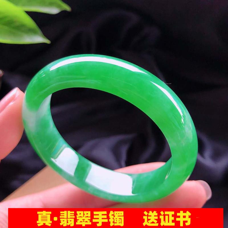冰种满绿翡翠手镯缅甸飘花