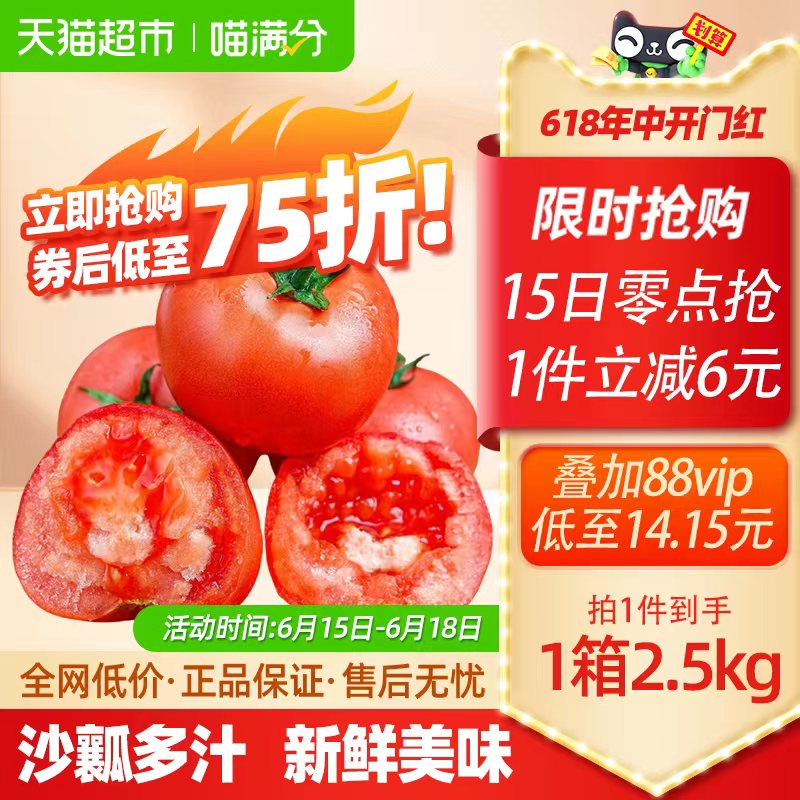 正宗山东普罗旺斯西红柿皮薄多汁可生吃当季沙瓤番茄新鲜蔬菜