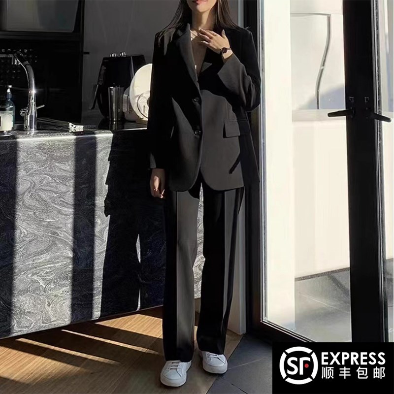 速发新款西装套装女大学生答辩教资工作面试宽松职业正装西服外套