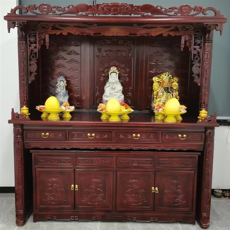 速发仿古新款榆木实木佛柜佛龛立柜财神音观神台神龛关公供柜柜