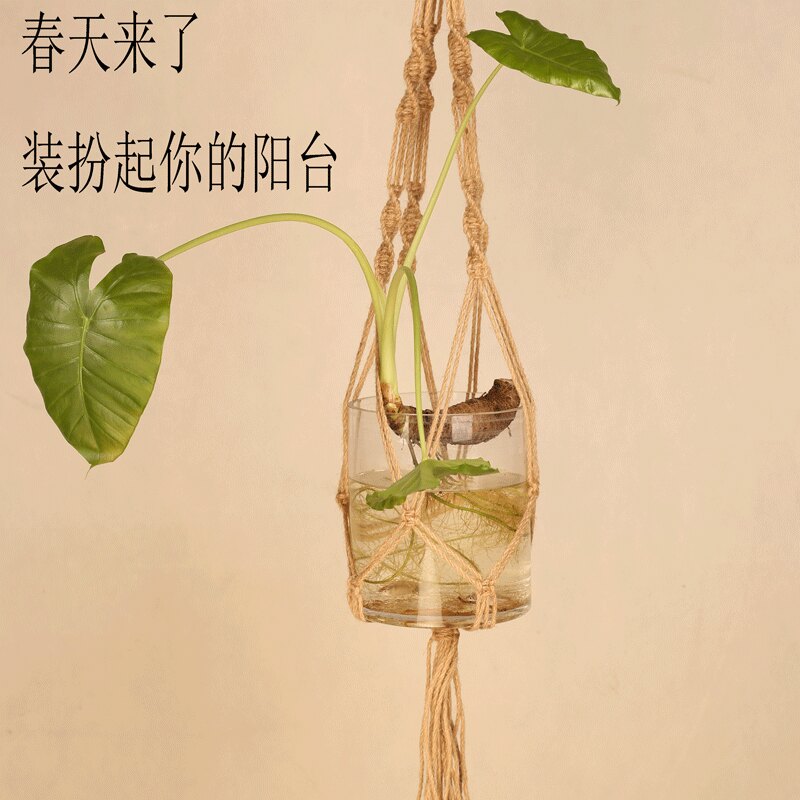速发简约悬挂式花盆网套创意个性麻绳手工编织复古怀旧田园风垂吊