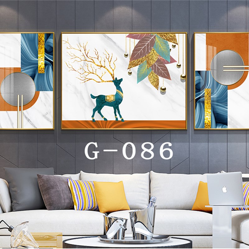 速发几何麋鹿轻奢客厅装饰画简约沙发背景墙挂画餐厅抽象壁画图片