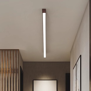 北欧过道走廊灯极简长条木纹客厅无主灯现代简约一字办公室吸顶灯