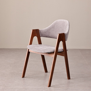 XZC247 黑胡桃木餐椅实木家用吃饭椅子北欧现代简约软包靠背书桌