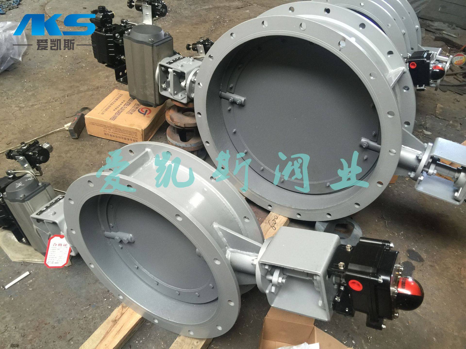 304气动法兰通风蝶阀D641W-6P不锈钢耐腐催化燃烧快开放料灌底阀