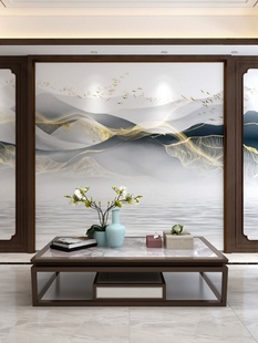18D立体现代新中式 电视背景墙轻奢简约客厅沙发卧室山水装 饰壁画