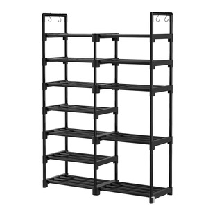 双列七层扶手置物架挂钩简易门口鞋架 厂家直销