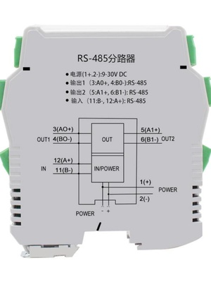 485隔离器4口集线器一分二四路导轨安装数字量输入模块RS485中继