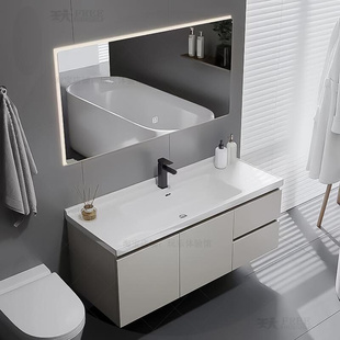 智陶能柜浴室组合间瓷一体卫浴柜实木镜柜一体盆卫生洗手盆柜.