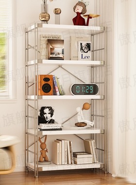 日式置物架落地多层白色钢木书架客厅家用阳台储物架厨房收纳架子