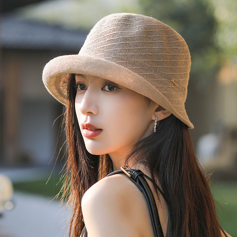 Ander Jurnal赫本风渔夫帽女士夏季透气太阳帽礼帽高级感防晒帽子