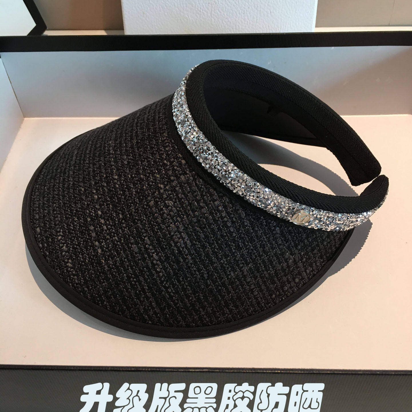 法国发箍款草编空顶帽女夏季沙滩防晒遮阳帽防紫外线太阳帽百搭潮