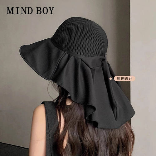 MIND BOY护颈大帽檐遮阳帽2026新款夏季帽子女生专业防晒帽渔夫帽