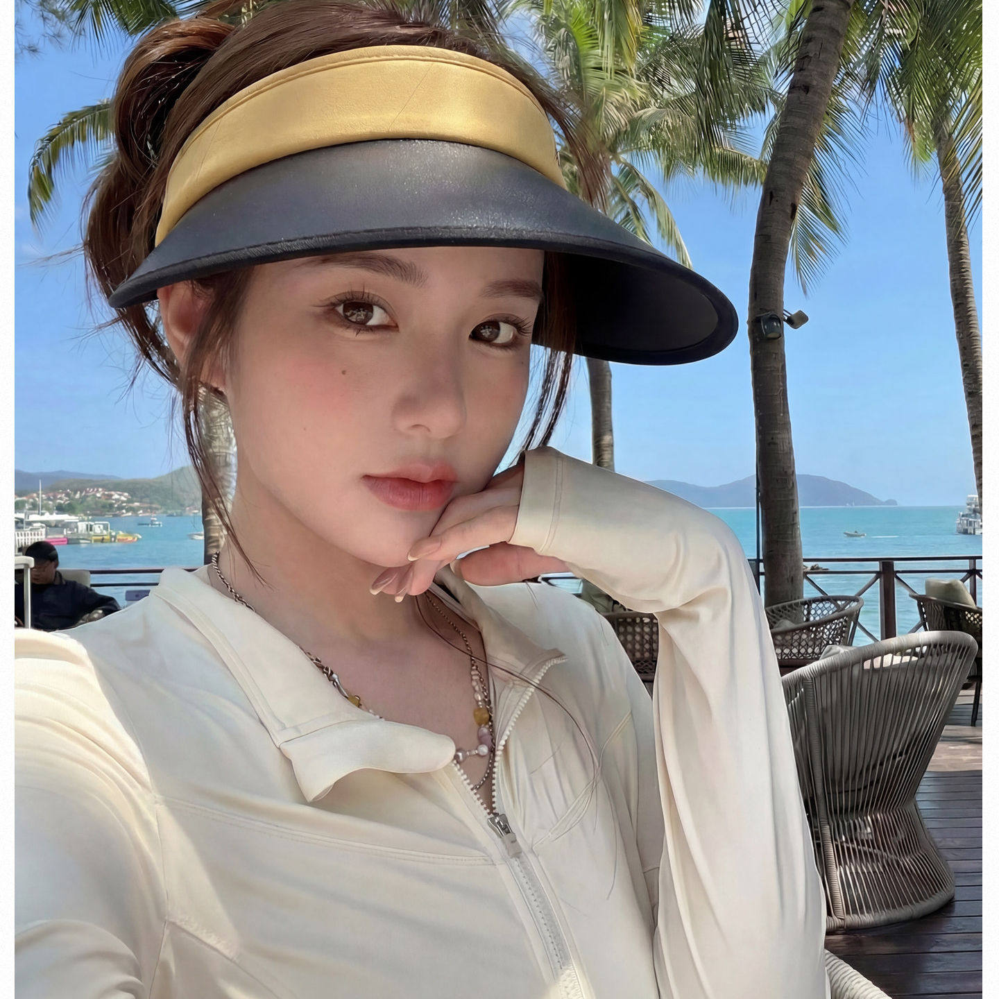 韩国休闲防晒帽夏季防紫外线沙滩遮阳帽空顶帽大帽檐户外太阳帽女