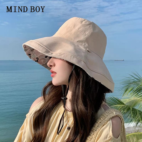 MIND BOY渔夫帽女春夏天可折叠防晒遮阳帽大沿太阳帽子遮脸韩版