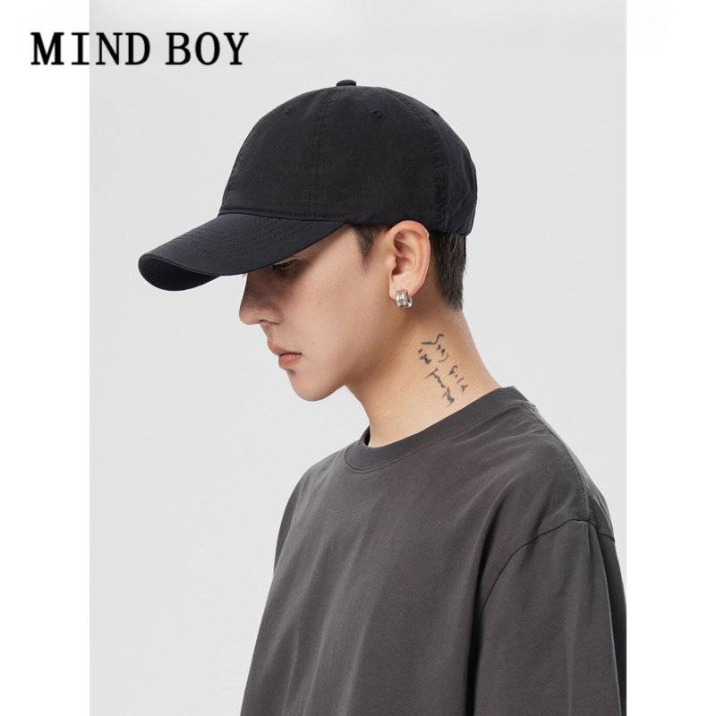MIND BOY男士纯棉帽子鸭舌帽黑色加宽加深版大头围棒球帽男款潮帽