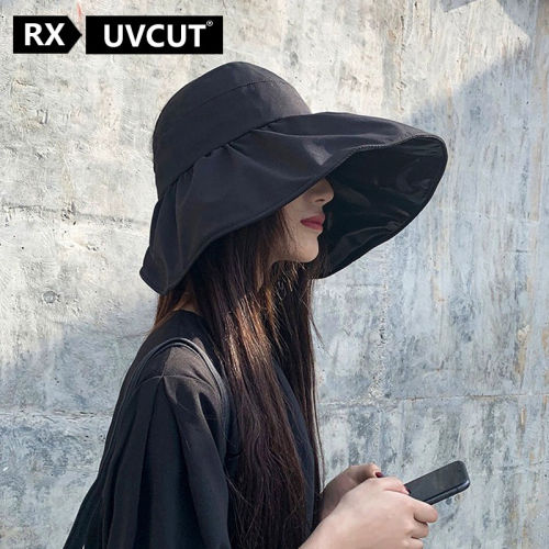 RX UVCUT官网正品日本空顶遮阳帽女夏防紫外线沙滩出游太阳防晒帽