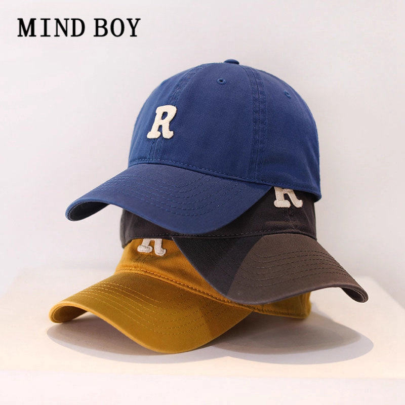 MIND BOY韩版字母R标棒球帽帽子男女鸭舌帽情侣显脸小百搭遮阳帽