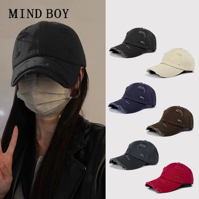MIND BOY新款加宽檐鸭舌帽大头围棒球帽破洞毛边加深男士深顶帽子