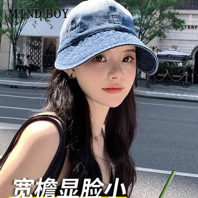 MIND BOY牛仔渔夫帽女春夏季大檐遮阳防晒明星同款鸭舌太阳帽子