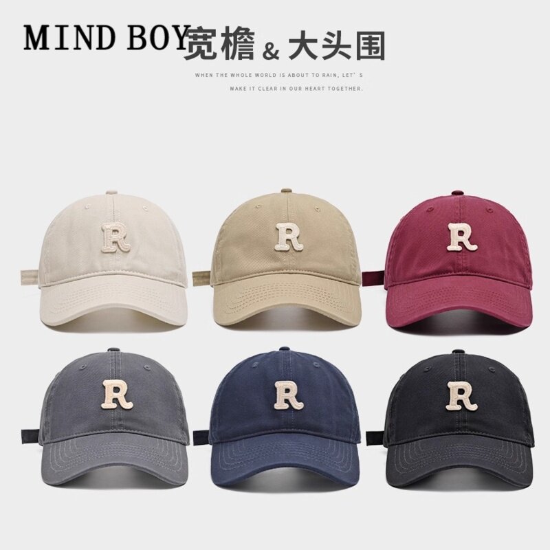 MIND BOY2026新款大头围R标棒球帽子女夏秋软顶鸭舌帽男遮阳百搭