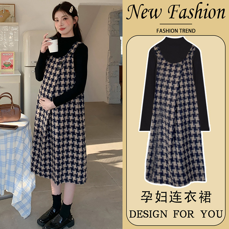 法国Uamtor孕妇裙秋冬2025新款高级穿搭法式背带连衣裙套装小个子