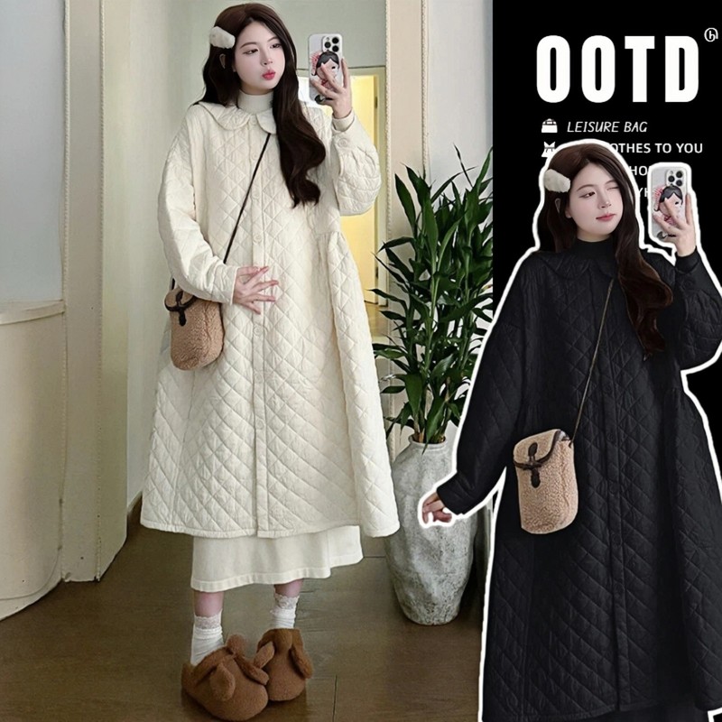 MDCW孕妇装冬季外套新款加厚棉服韩版宽松遮肚显瘦开衫长款棉袄女