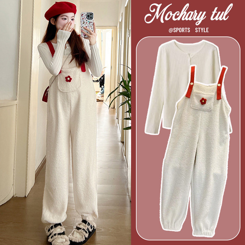 英国DHWA孕妇背带裤春秋季新款小个子大码时尚孕早期宽松春秋套装