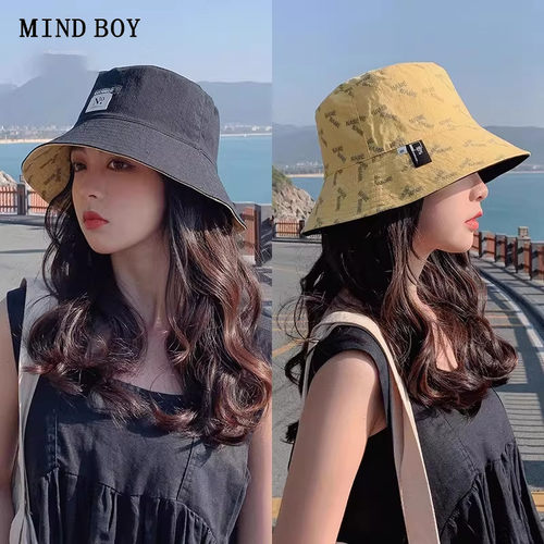 MIND BOY渔夫帽女双面戴春秋季遮脸韩版遮阳帽防紫外线百搭盆帽子