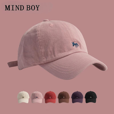 MIND BOY日本设计师联名款小狐狸刺绣棒球帽子女遮阳显脸小鸭舌帽
