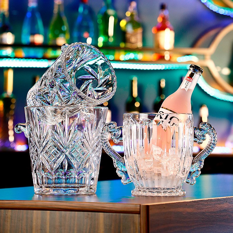 加厚玻璃冰块保温桶酒吧啤酒鸡尾酒装冰G桶冰夹ktv商用存冰桶容器