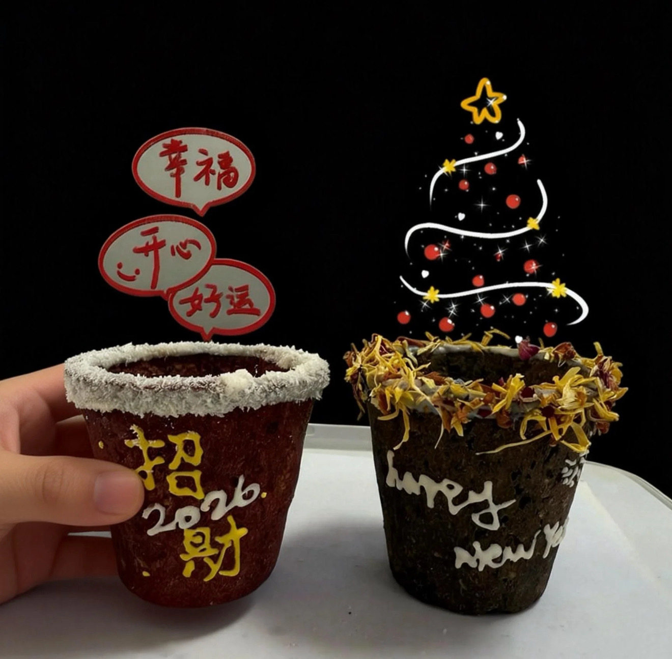 新年款燕麦曲奇牛奶杯可以吃的饼干杯子巧克力咖啡店创意零食