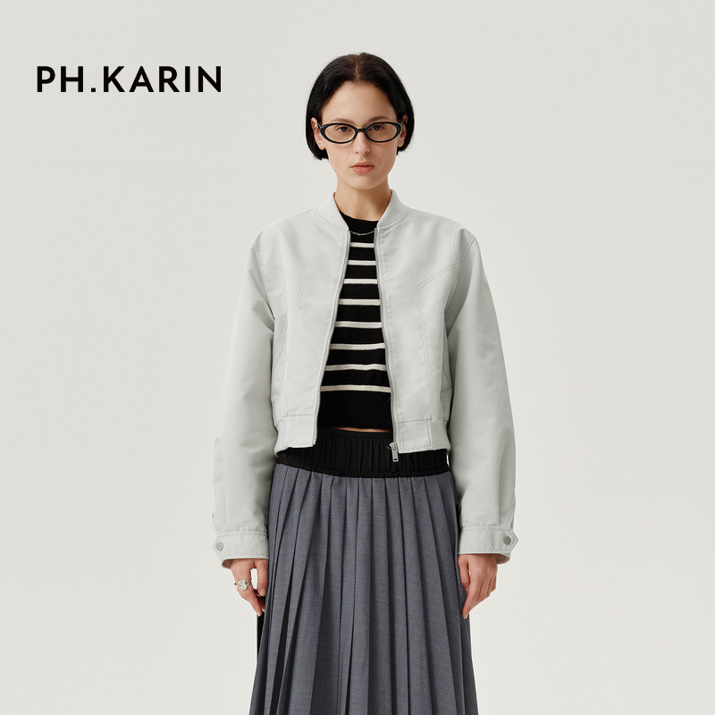 【经典演绎】PH KARIN复古立领飞行员夹克短款外套女2025春季通勤,女装/女士精品,短外套,淘宝优惠券,粉丝福利购,淘宝优惠卷