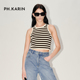 新款 KARIN设计感无结双曲纱条纹针织短袖 背心上衣女2025夏季