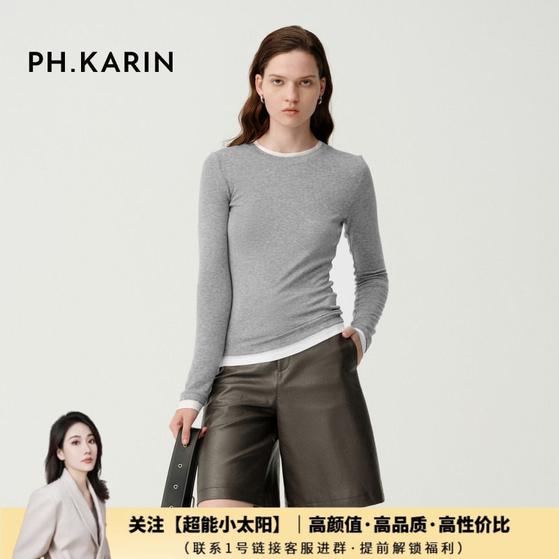 【超能小太阳】PH KARIN老钱风灰色假两件羊毛针织衫,女装/女士精品,T恤,淘宝优惠券,粉丝福利购,淘宝优惠卷
