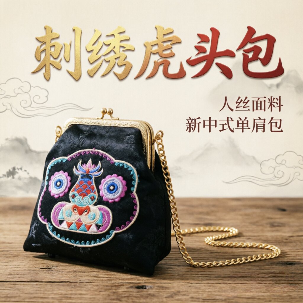 巧手翠翠国风虎头人丝单肩包