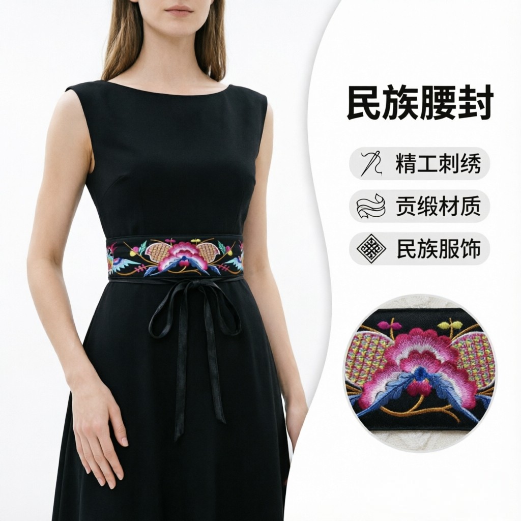 巧手翠翠刺绣宽腰封汉服显瘦