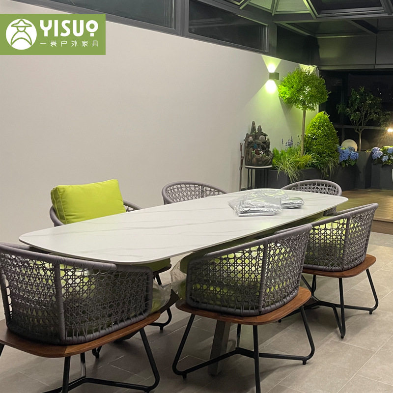 家具防水桌椅藤编庭院露台石材别墅桌椅露天休闲室外组合户外花园