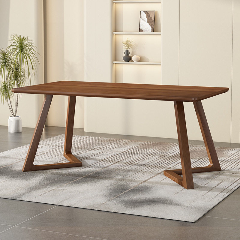 2026北欧全实木长方形餐桌胡桃色咖啡桌轻奢现代简约客厅酒店桌椅
