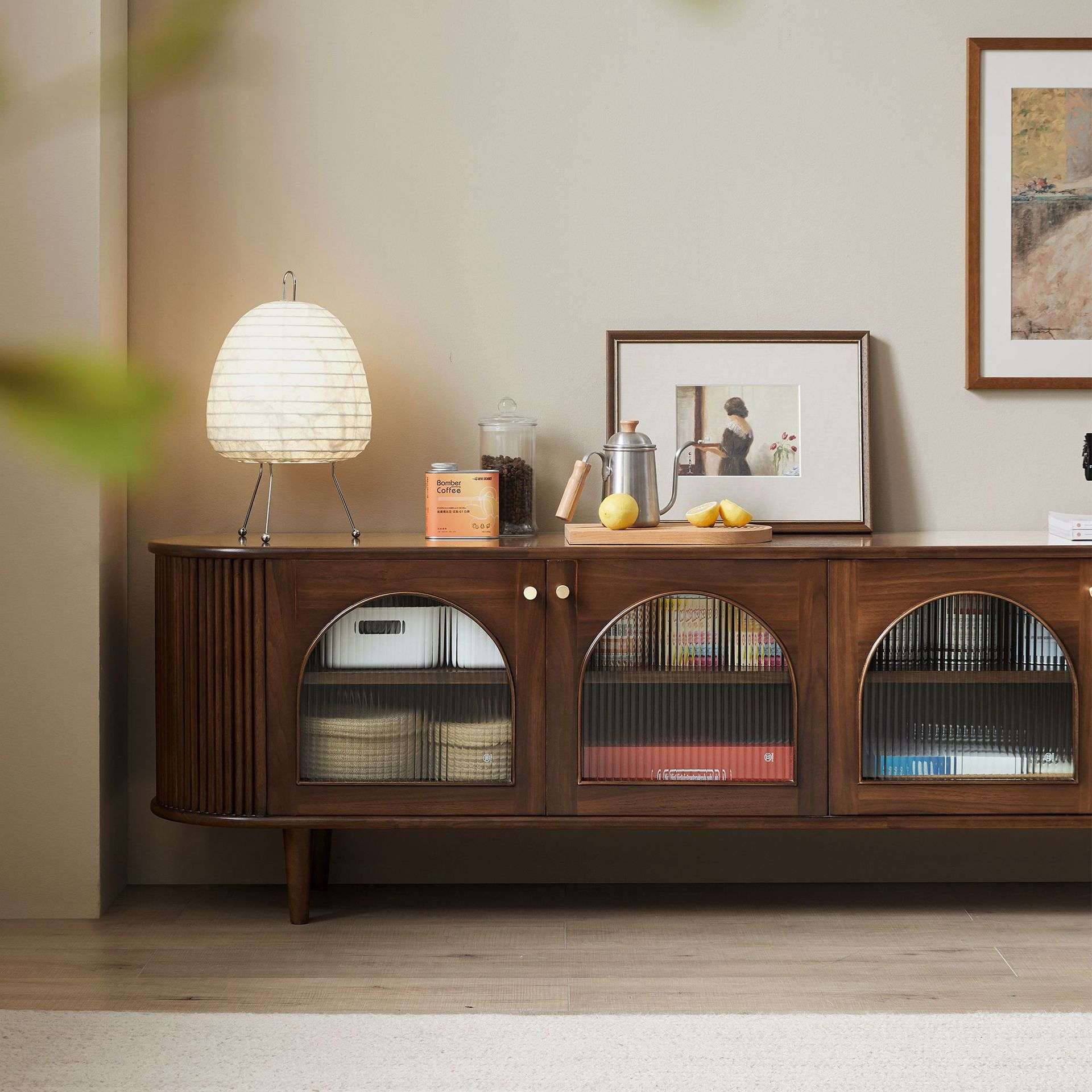 新中式实木电视柜小户型家用客厅收纳落地柜公寓复古创意储物柜