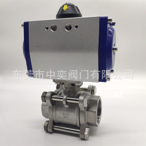 气动三片式304不锈钢直通球阀DN8-10-15-20-25-32-40-50GT款