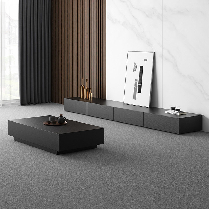 简约现代电视柜黑色小户型实木客厅电视柜组合北欧极简电视矮柜