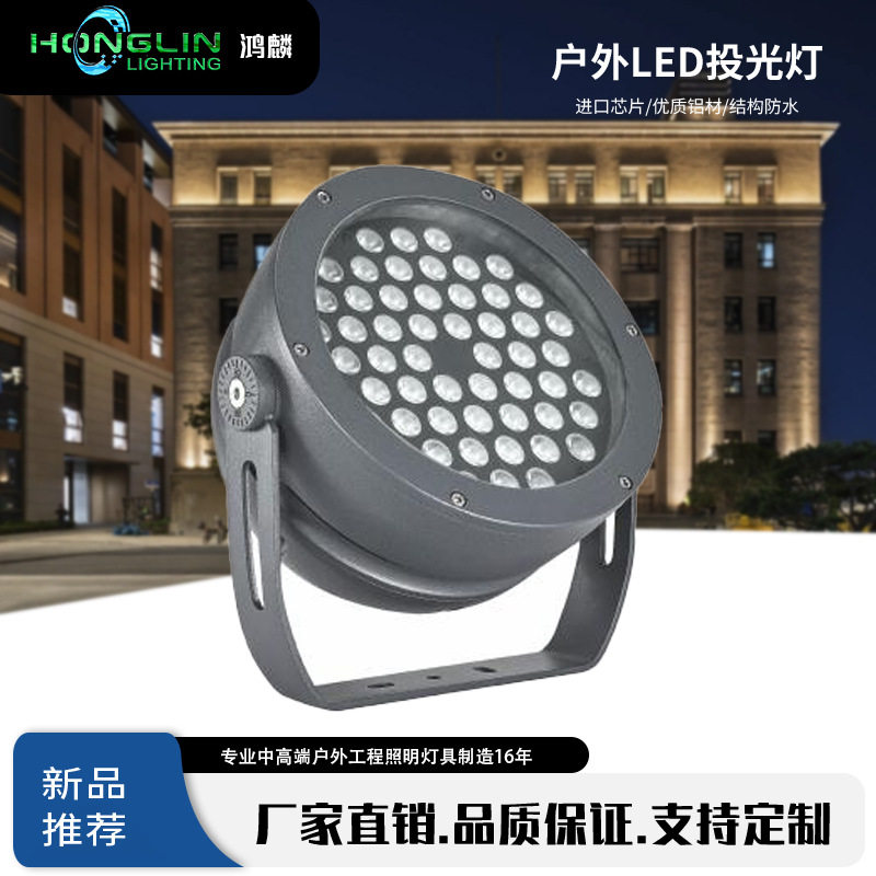 LED投光灯圆形照树单色投射灯景观桥梁园林工程亮化48W54W照射灯